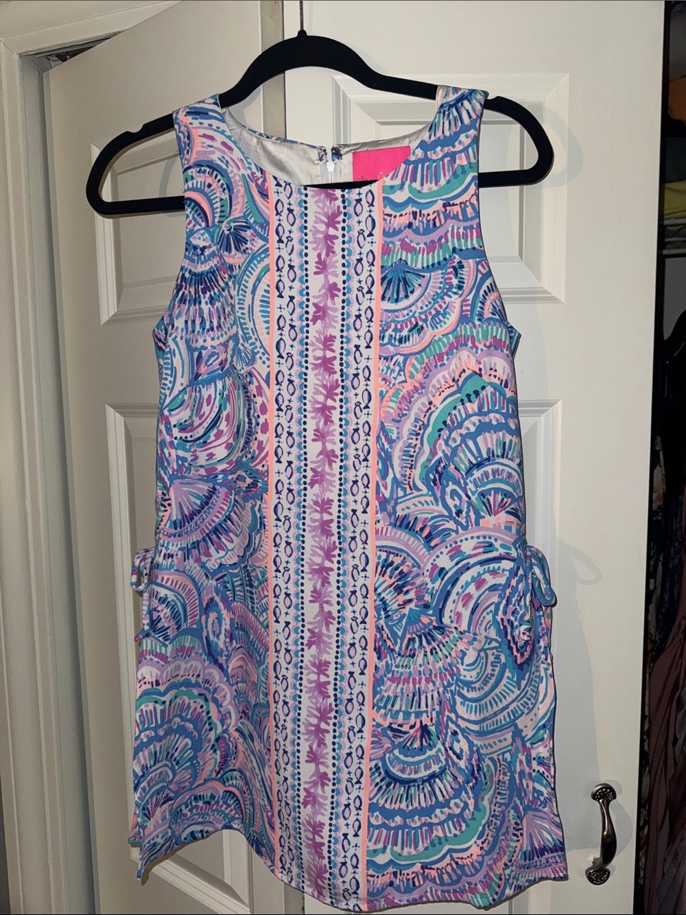 Sleeveless Mini Romper in Pink & Blue Print